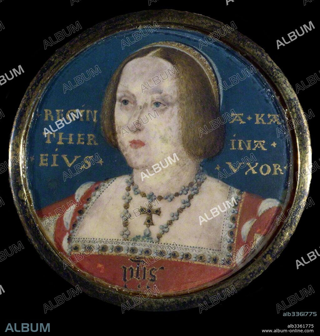 LUCAS HORENBOUT (HORNEBOLTE). Portrait of Queen Catherine of Aragon (1485-1536).