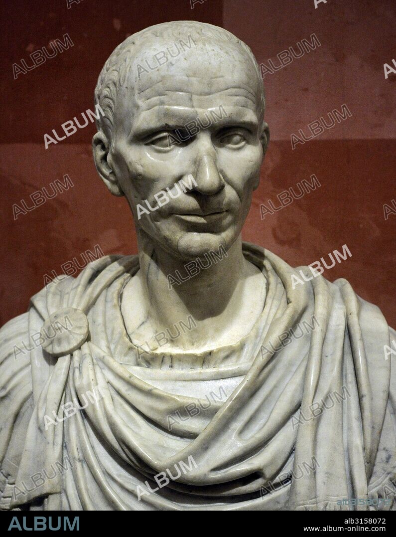 Portrait of Julius Cesar (100 BC-44 BC). Bust.16th Italian, imitation roman original of the 1st century BC. Marble. The State Hermitage Museum. Saint Petersburg. Russia.