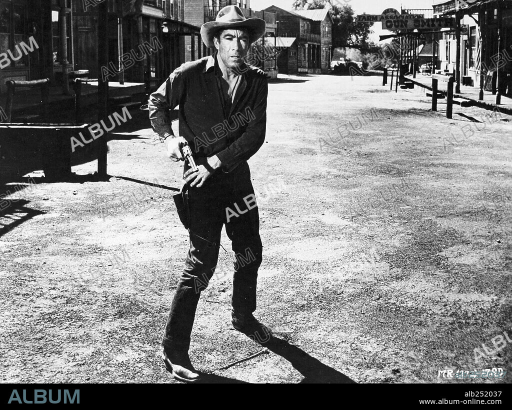 ANTHONY QUINN in MAN FROM DEL RIO, 1956, directed by HARRY HORNER. Copyright UNITED ARTISTS.