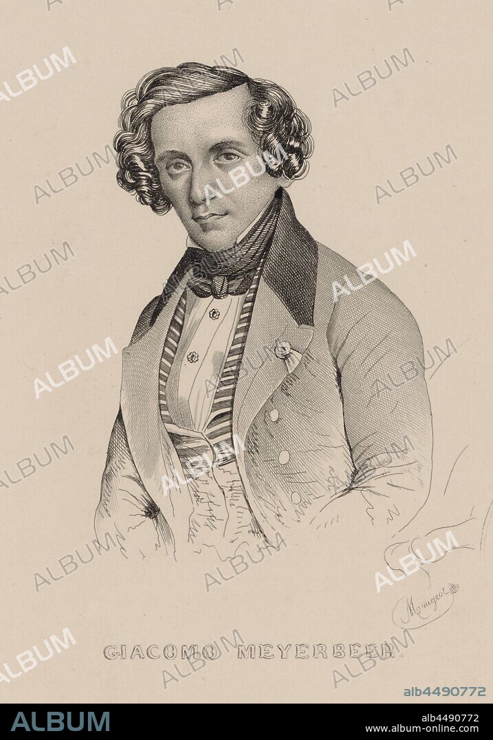 MARIE-ALEXANDRE MENUT ALOPHE. Portrait of the composer Giacomo Meyerbeer (1791-1864).