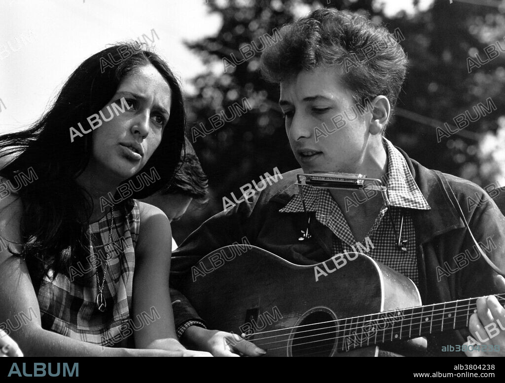 Entitled: "Entertainment: closeup view of vocalists Joan Baez and Bob Dylan." The March on Washington for Jobs and Freedom was one of the largest political rallies for human rights in United States history and called for civil and economic rights for African-Americans. On Wednesday, August 28, 1963. Martin Luther King, Jr., standing in front of the Lincoln Memorial, delivered his historic "I Have a Dream" speech in which he called for an end to racism. The march was organized by a group of civil rights, labor, and religious organizations, under the theme "jobs, and freedom". Estimates of the number of participants varied from 200,000 to 300,000; it is widely accepted that approximately 250,000 people participated in the march. Observers estimated that 75-80% of the marchers were black. The march is credited with helping to pass the Civil Rights Act (1964) and preceded the Selma Voting Rights Movement which led to the passage of the Voting Rights Act (1965). Joan Baez (born January 9, 1941) is an American folk singer, songwriter, musician, and activist whose contemporary folk music often includes songs of protest or social justice. Bob Dylan (born May 24, 1941) is an American singer-songwriter, artist and writer. He has been influential in popular music and culture for more than five decades.