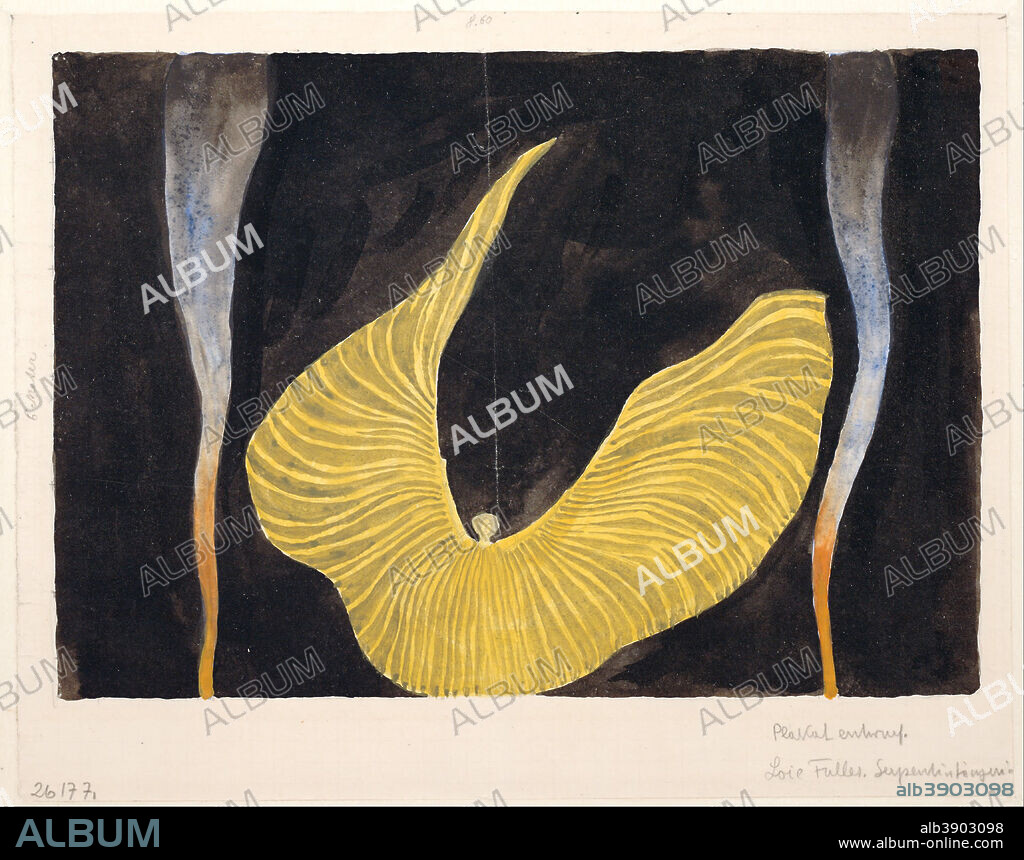 KOLOMAN MOSER. Loïe Fuller in the Dance "The Archangel", 1902. Date/Period: 1902. Indian ink and watercolor on squared paper. Ink and watercolor on paper.