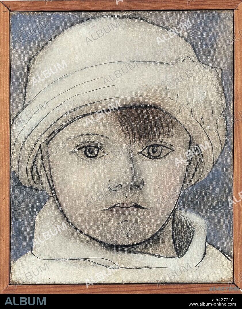 PABLO PICASSO. Portrait de Paulo au bonnet blanc.