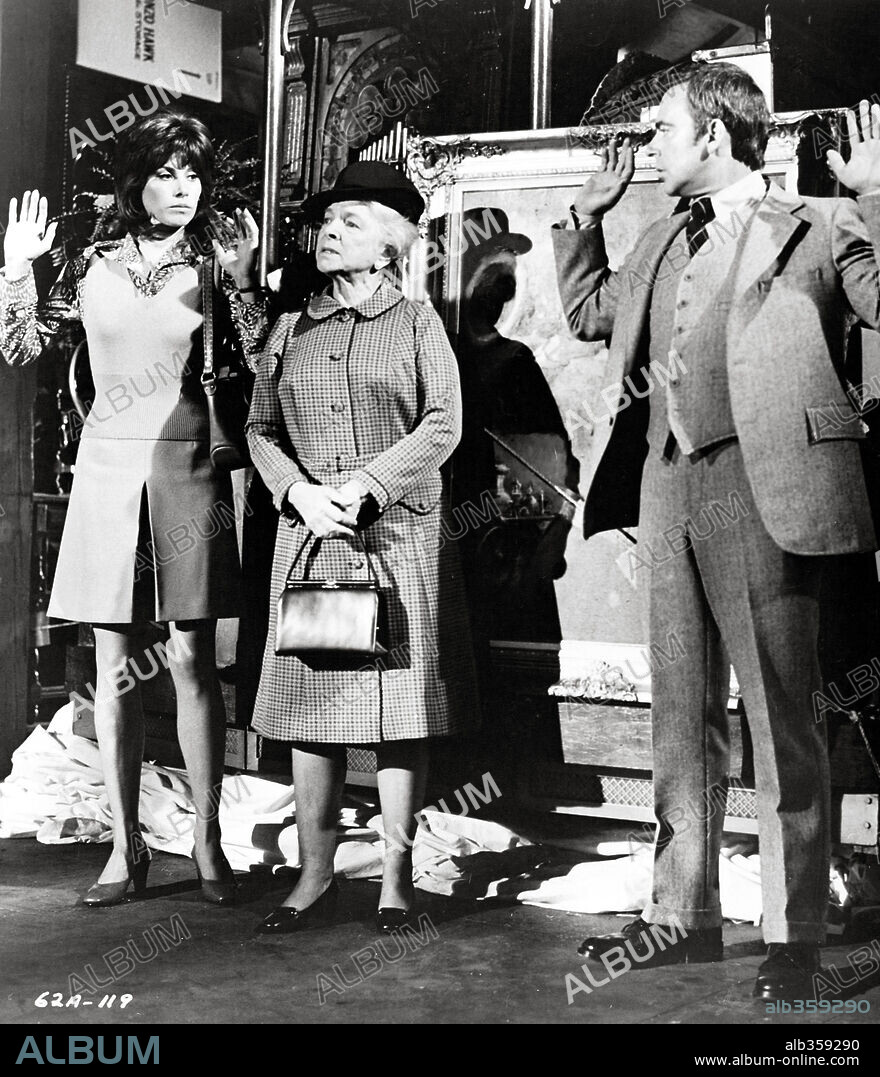 HELEN HAYES, KEN BERRY and STEFANIE POWERS in HERBIE RIDES AGAIN, 1974, directed by ROBERT STEVENSON. Copyright WALT DISNEY PRODUCTIONS.