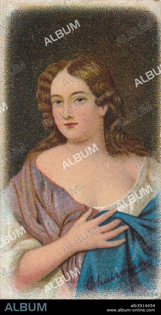 Mary Moll Davis (c. 1648?1708) was an entertainer, courtesan, singer, actress and mistress to King Charles II of England. After a portrait by Sir Peter Lely. Taken from R. J. Lea, Ltd's first series of Chairman Miniature cigarette cards, 1912.