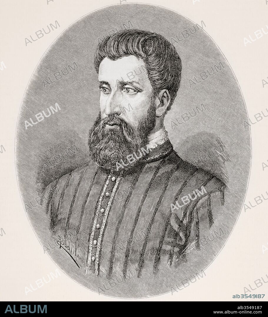 Gonzalo Jiménez de Quesada, 1506 – 1579. Spanish explorer and conquistador in Colombia. From La Ilustracion Española y Americana, published 1892.