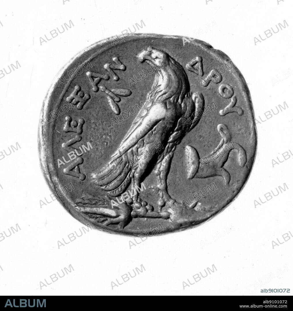 Eagle grasping Zeus thunderbolt was retained in the coinage of the Ptolemies.