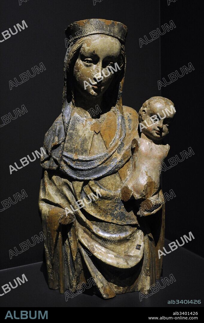 Virgin and Child. 15th century. Polychrome wood. Silesian Museum. Katowice. Poland.