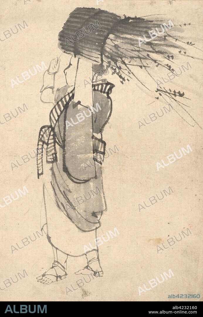 The Faggot Bearer, 1844-1895. Kono Bairei (Japanese, 1844-1895). Ink and color on paper; overall: 39.7 x 26.7 cm (15 5/8 x 10 1/2 in.).