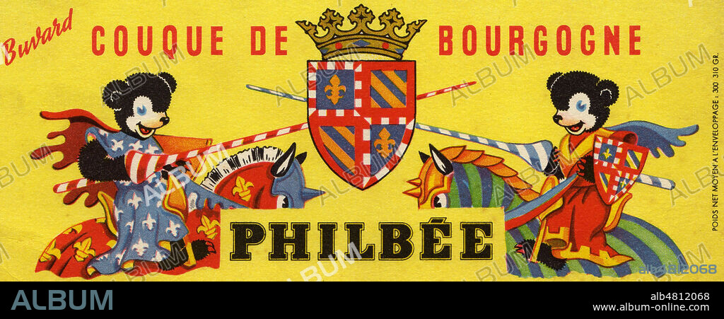 buvard pain epices Philbee ours chevaliers vers 1950. Credit photo ELZINGRE/KHARBINE TAPABOR.