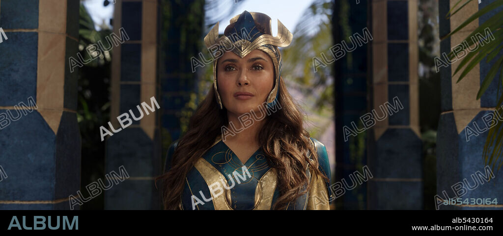 SALMA HAYEK in ETERNALS, 2021, directed by CHLOE ZHAO. Copyright Marvel Studios / TSG Entertainment.