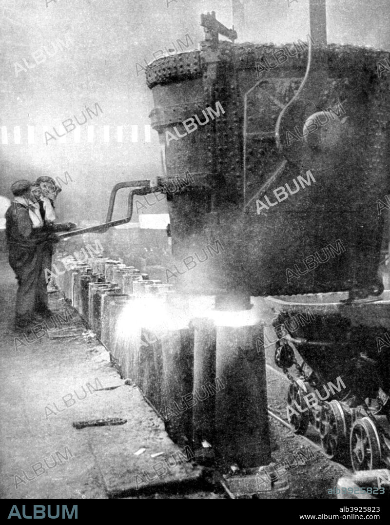 Bessemer process for manufacturing steel, 1936. From Peoples of the World in Pictures, edited by Harold Wheeler, published by Odhams Press Ltd (London, 1936).