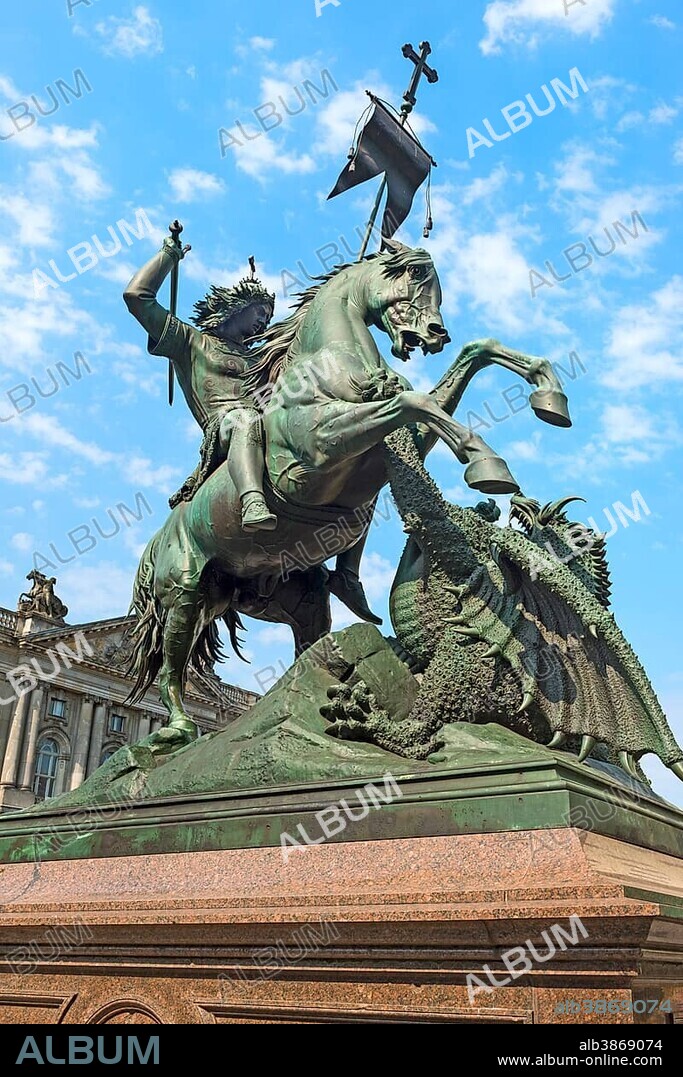 St. George and the Dragon, statue by August Kiß