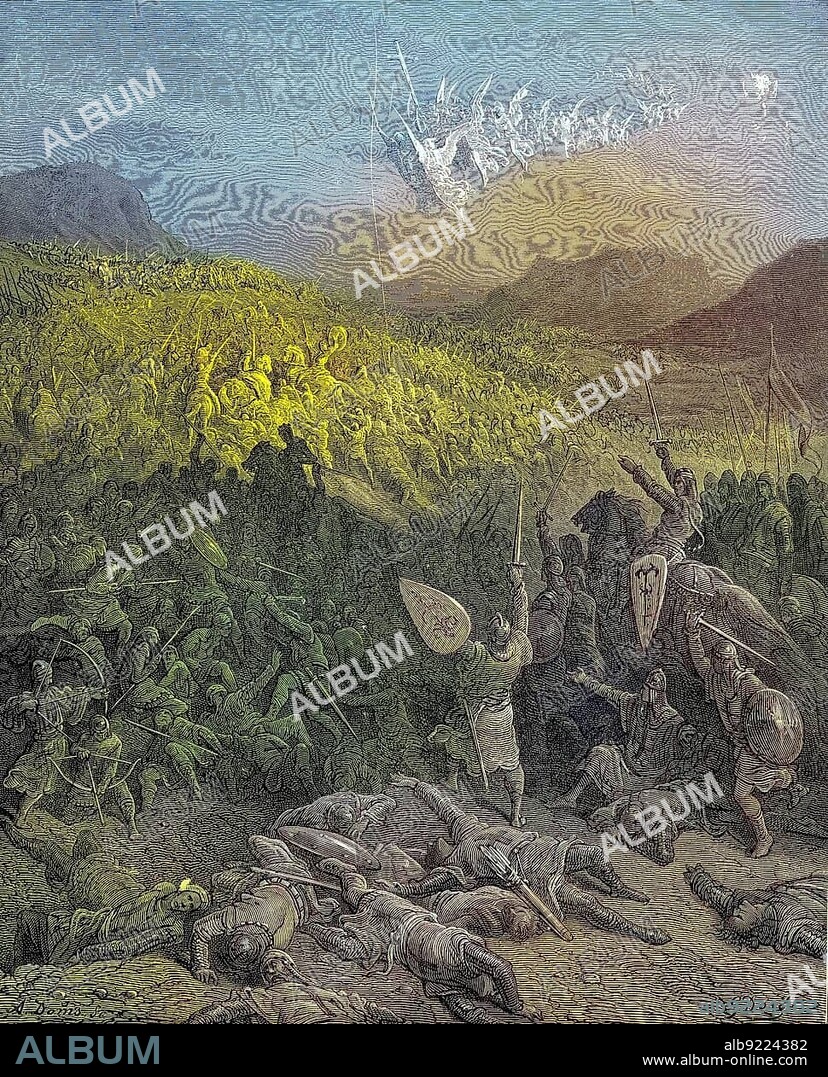 The Battle of Iconium, Konya, took place on 18 May 1190 during the Third Crusade, Frederick Barbarossa's expedition to the Holy Land, Crusades were strategically, religiously and economically motivated wars sanctioned by the Latin Church between 1095-99 and the 13th century, Historical, digitally restored reproduction of a 19th century original, exact original date unknown.