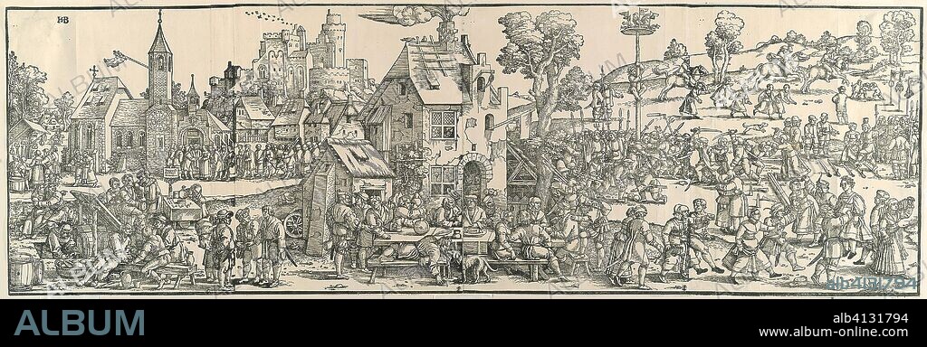HANS SEBALD BEHAM. The Large Village Fair. Sebald Beham; German, 1500-1550. Date: 1535. Dimensions: 367 x 1149 mm (image/sheet); cut within block mark. Woodcut from four blocks on ivory laid paper. Origin: Germany.