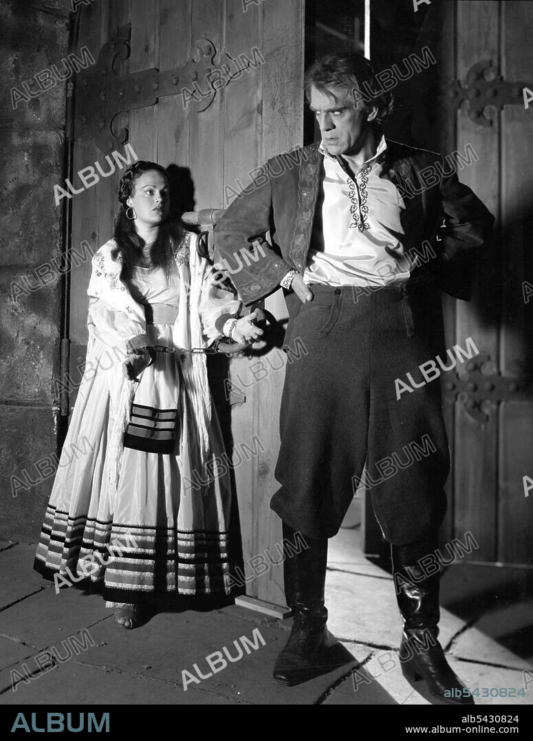 BORIS KARLOFF and KATHERINE DEMILLE in THE BLACK ROOM, 1935, directed by ROY WILLIAM NEILL. Copyright COLUMBIA PICTURES.