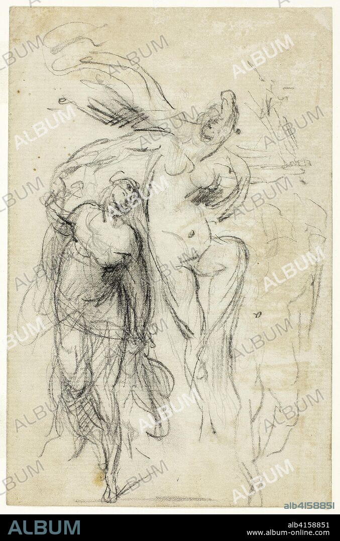 Study. Jean Baptiste Carpeaux; French, 1827-1875. Date: 1864-1865. Dimensions: 205 × 133 mm. Black chalk, over graphite, on ivory laid paper. Origin: France.