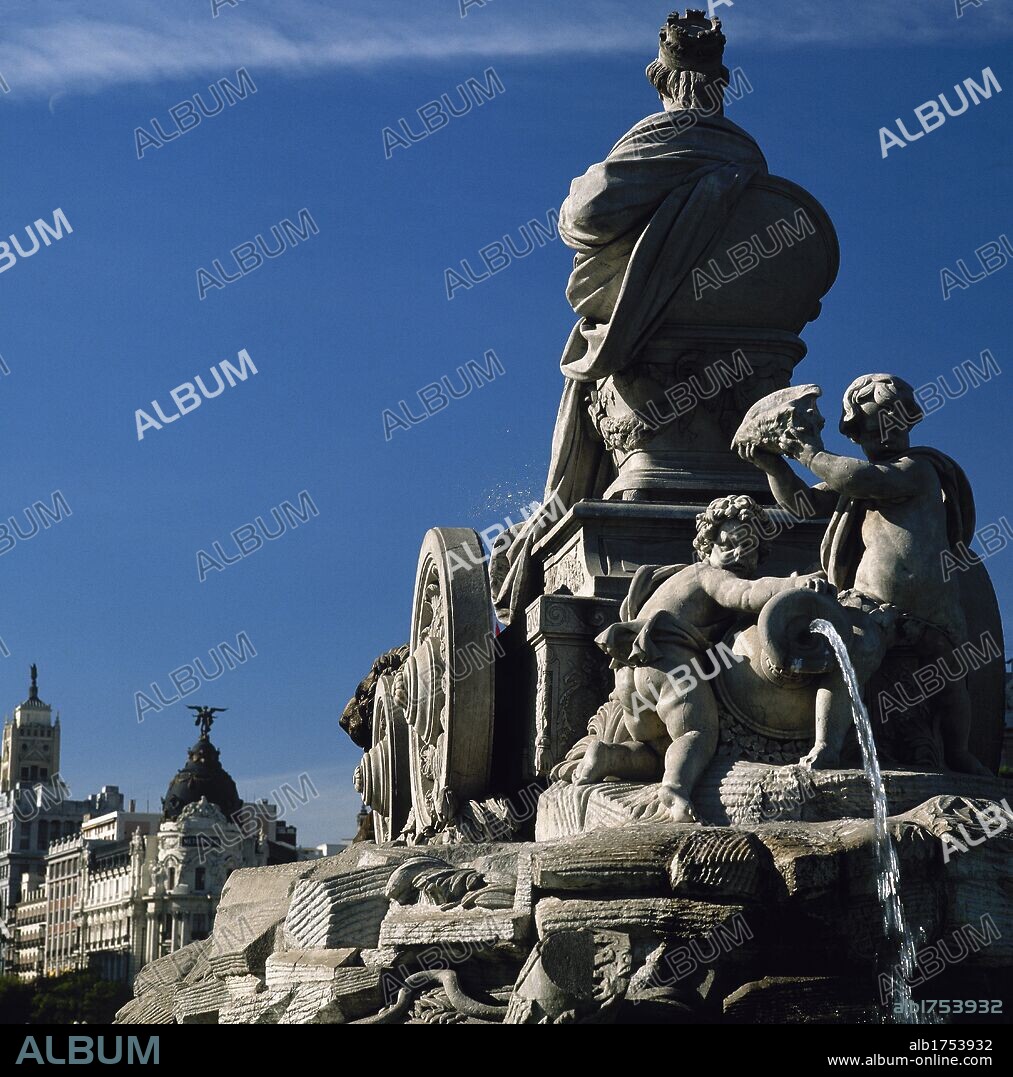 ARTE SIGLO XVIII. ESPAÑA. DIOSA CIBELES, obra de Francisco GUTIERREZ (San Vicente de Arévalo, 1727-Madrid, 1782). Perteneciente al conjunto de la FUENTE DE CIBELES. MADRID. España.