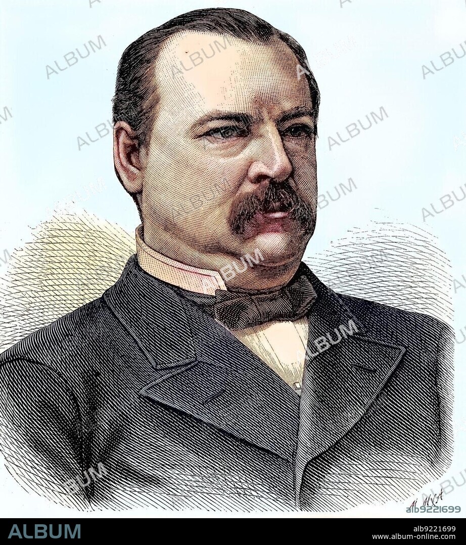 Stephen Grover Cleveland, 1837, 1908, was an American politician and jurist, the 22nd and 24th President of the United States, Historical, digitally restored reproduction from a 19th century original