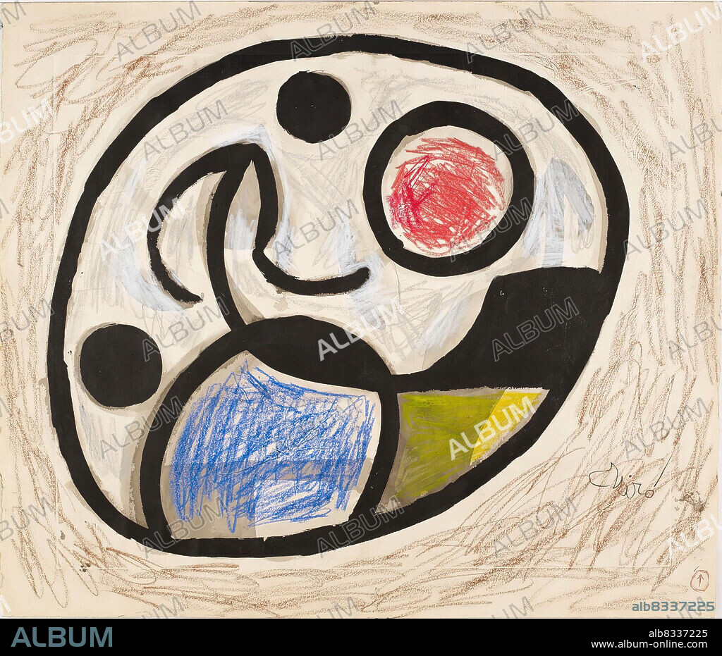 Joan Miro/ Dibujo del proyecto para el mosaico cerámico "Pla de l'Os" en las Ramblas de Barcelona.