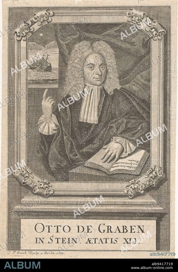 Portrait of Otto Vom Graben zum Stein, Georg Paul Busch, 1731, print maker: Georg Paul Busch, (mentioned on object), Berlin, 1731, paper, engraving, h 193 mm - w 130 mm.