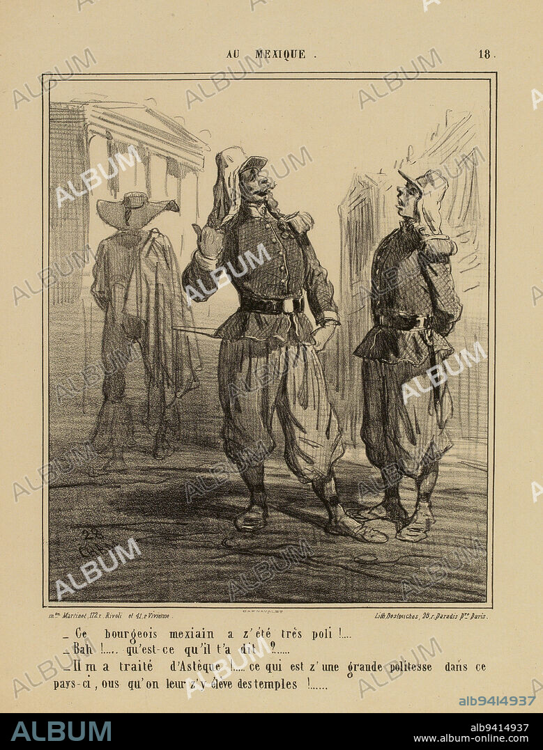 - This Mexican bourgeois [sic] was very polite! [...]. / 18., Cham (Amédée Charles de Noé, known as), Destouches, Pierre Louis Hippolyte, Printer-lithographer, Martinet (printer-bookseller), Publisher, Array, Print, Graphic arts, Print, Lithography, Dimensions - Work: Height: 36.5 cm, Width: 28 cm.