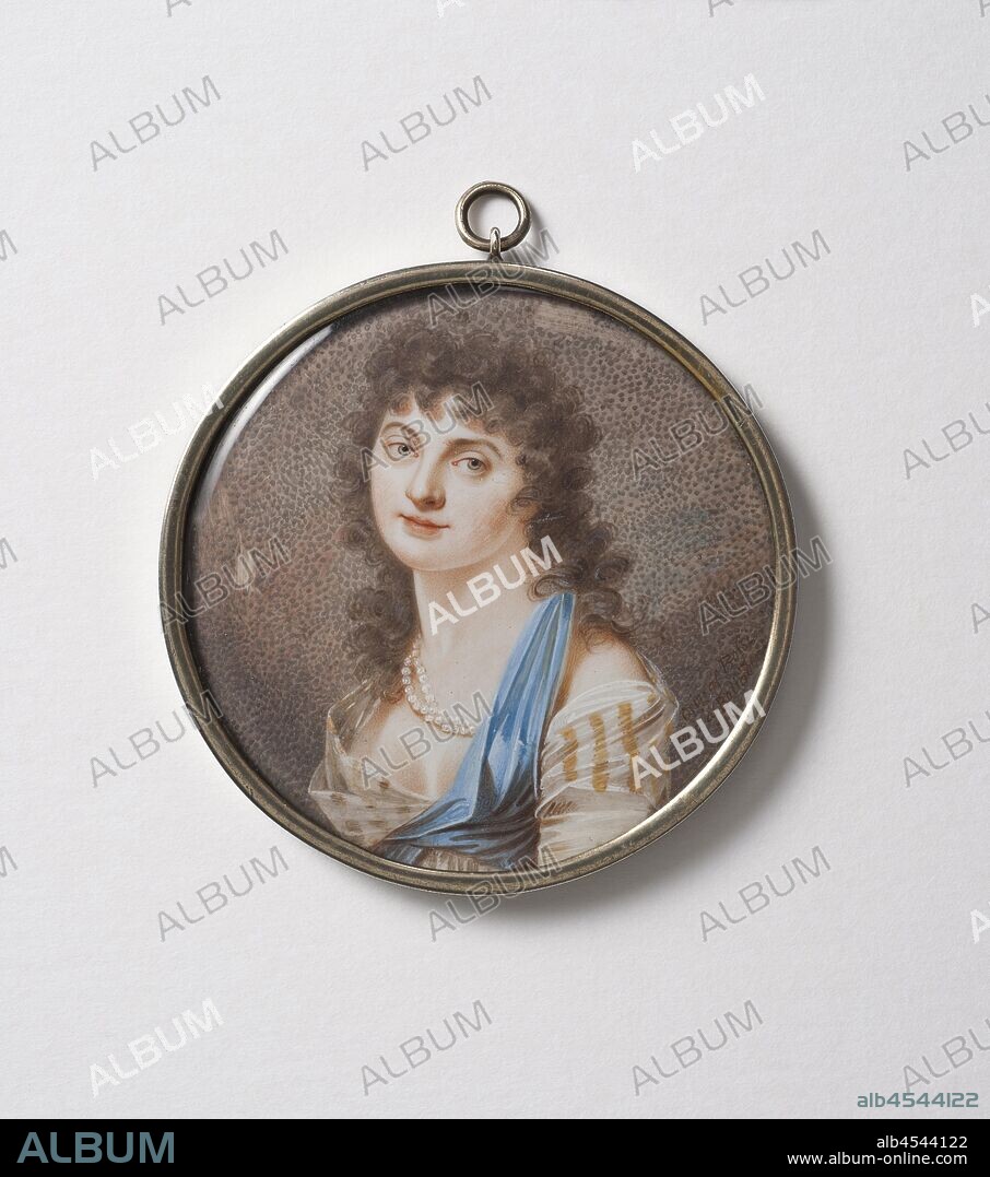 Johan Erik Bolinder, Vilhelmina Beck-Friis (1775-1856, 1859?]);, freeman Voldemar Vilhelm Wrangel of Brehmer, painting, gouache on ivory, Watercolor on ivory, Height, 6.5 cm (2.5 inch), Signed 'Orig, by Bossi Cop, by Bolinder ”.