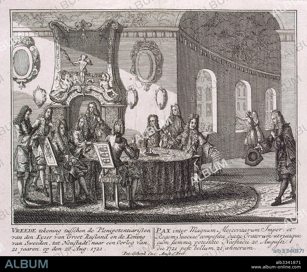 SCHENK, PETER, THE YOUNGER. Conclusion of the Peace Treaty of Nystad on 20 August 1721.