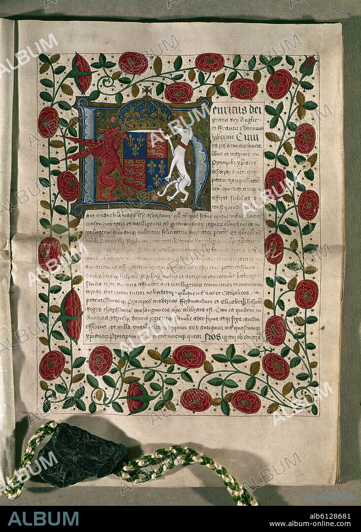 CAPITULACIONES MATRIMONIALES DE ENRIQUE VIII Y CATALINA DE ARAGON - SIGLO XVI.