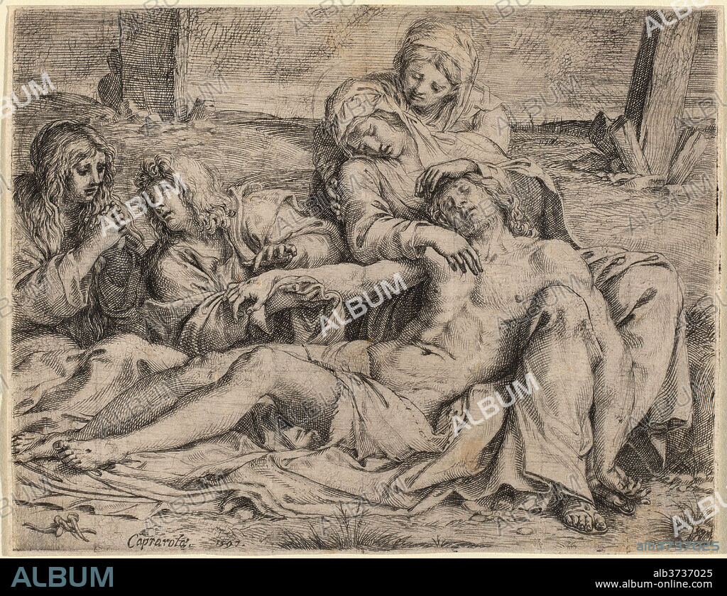 ANNIBALE CARRACCI. Pietà (the "Christ of Caprarola"). Dated: 1597. Medium: etching, engraving and drypoint.