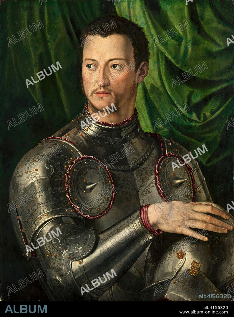 IL BRONZINO. Bronzino (Monticelli 1503 - Florencia 1572). Cosme I de Médicis con armadura (hacia 1545). Óleo sobre tabla. 76,5 x 59 cm.