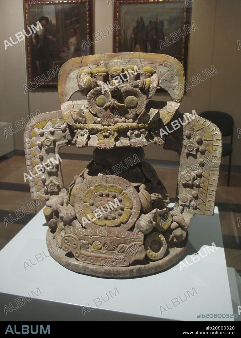 TAPADERA DE INCENSARIO - CERAMICA PINTADA - CULTURA TEOTIHUACANA - FASE XOLALPAN - PERIODO CLASICO MEDIO (400-700 DC) - MEXICO CENTRAL.