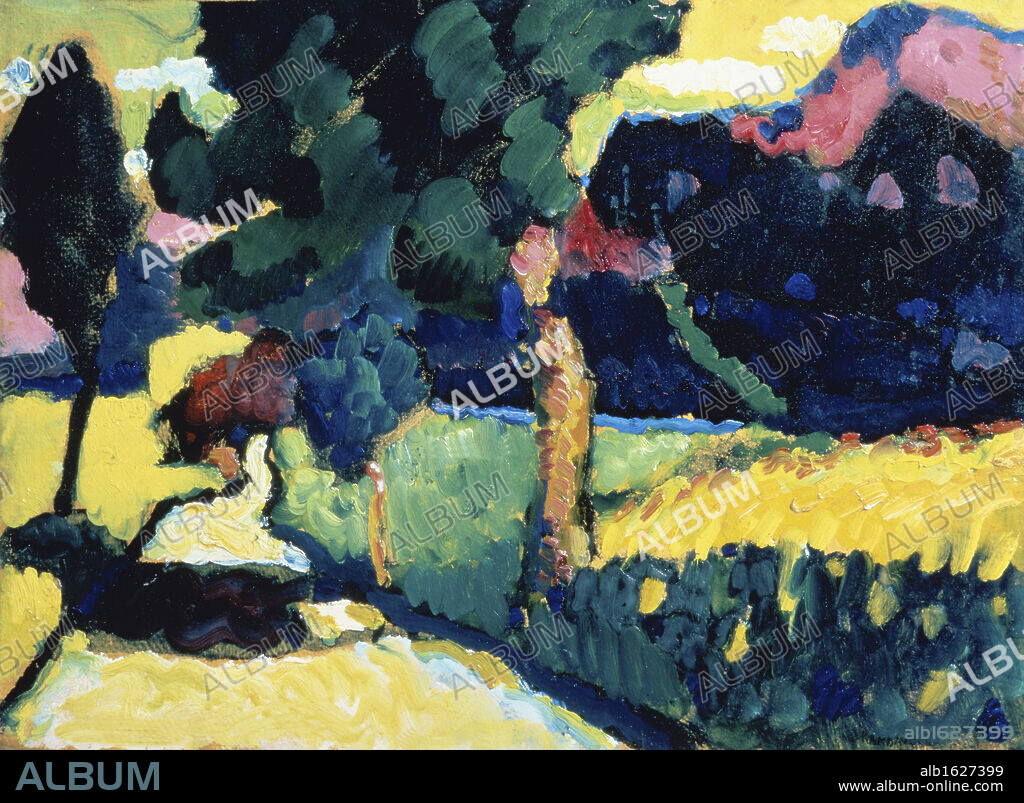 WASSILY KANDINSKY. Summer Landscape by Vasily Kandinsky, 1909, 1866-1944, Russia, St. Petersburg, Russian State Museum.