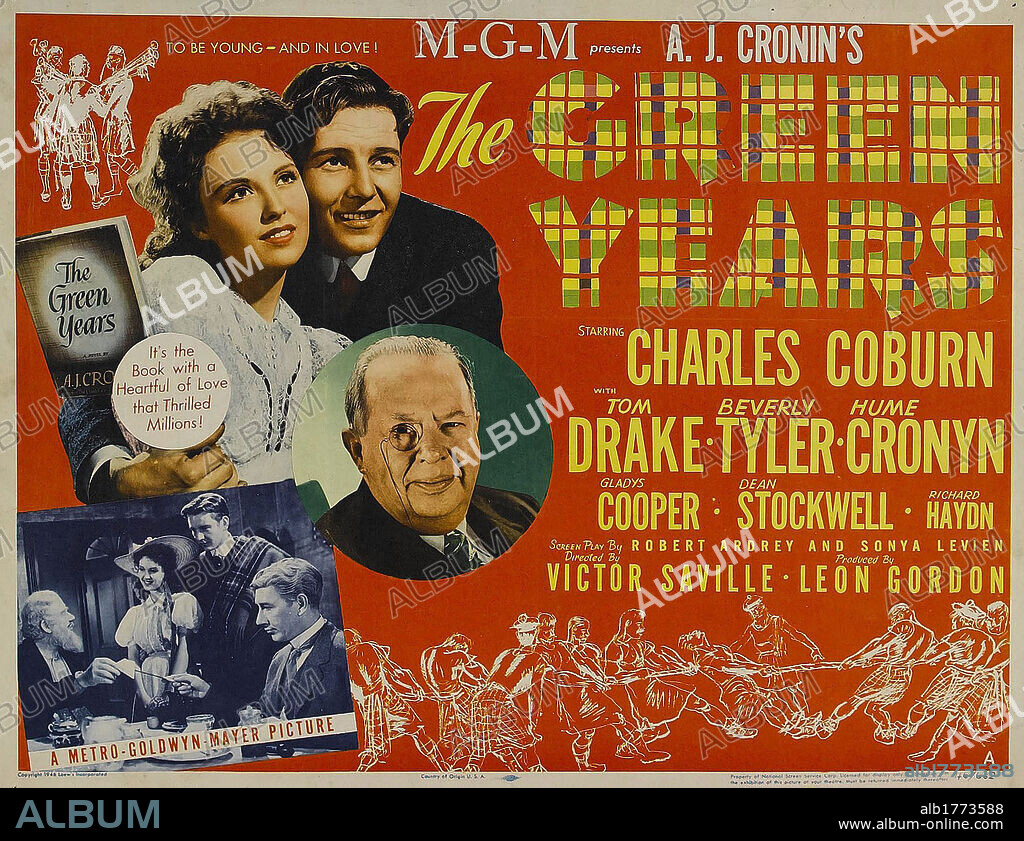 Poster de LOS VERDES AÑOS, 1946 (THE GREEN YEARS), dirigida por VICTOR SAVILLE. Copyright M.G.M.