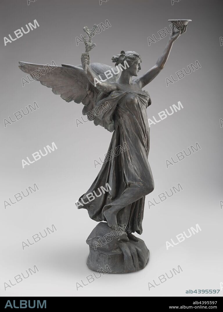 Spirit of Life, Daniel Chester French (American, 1850-1931), Gorham Manufacturing Company, Bronze Division, Foundry (American), 1914, bronze, 50-1/2 x 27-1/2 x 30 in., Signed and dated, left side, edge of upper portion of rock: D.C. FRENCH, 1914 Inscribed, back side, edge of rock near bottom: GORHAM. CO FOUNDERS, American Painting and Sculpture to 1945.