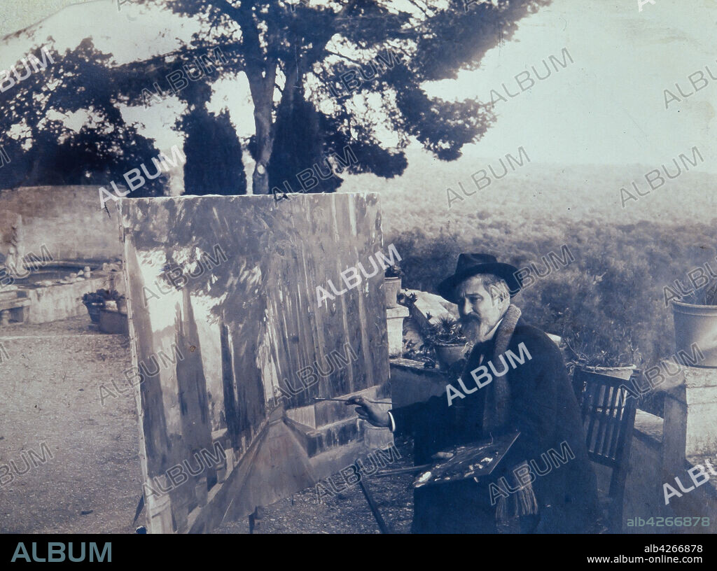SANTIAGO RUSIÑOL PINTANDO EN RAIXA. MUSEO DE HISTORIA DE BARCELONA.