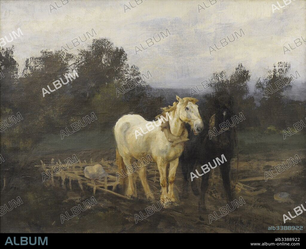 Zigmas Petravicius (1862-1955). Pintor lituano. Caballos con grada, principios del siglo XX. Galería Nacional de Arte (National Gallery of Art). Vilna (Vilnius). Lituania.