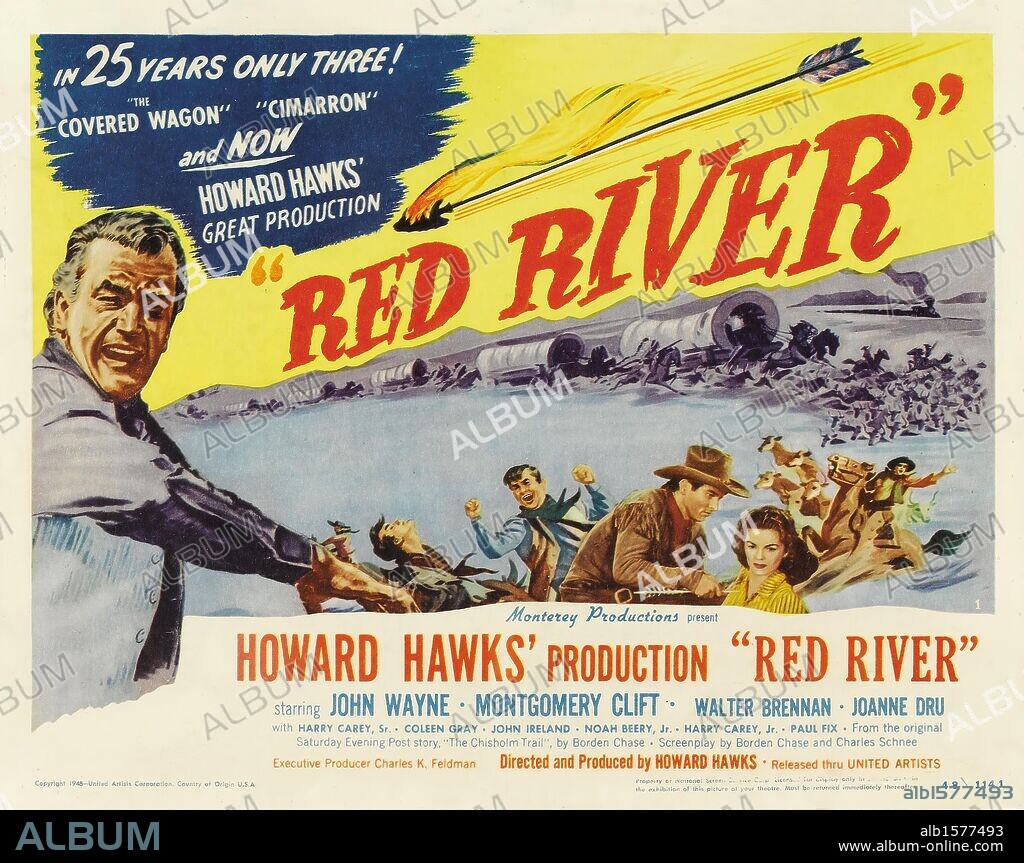 Poster de RIO ROJO, 1948 (RED RIVER), dirigida por HOWARD HAWKS. Copyright UNITED ARTISTS.