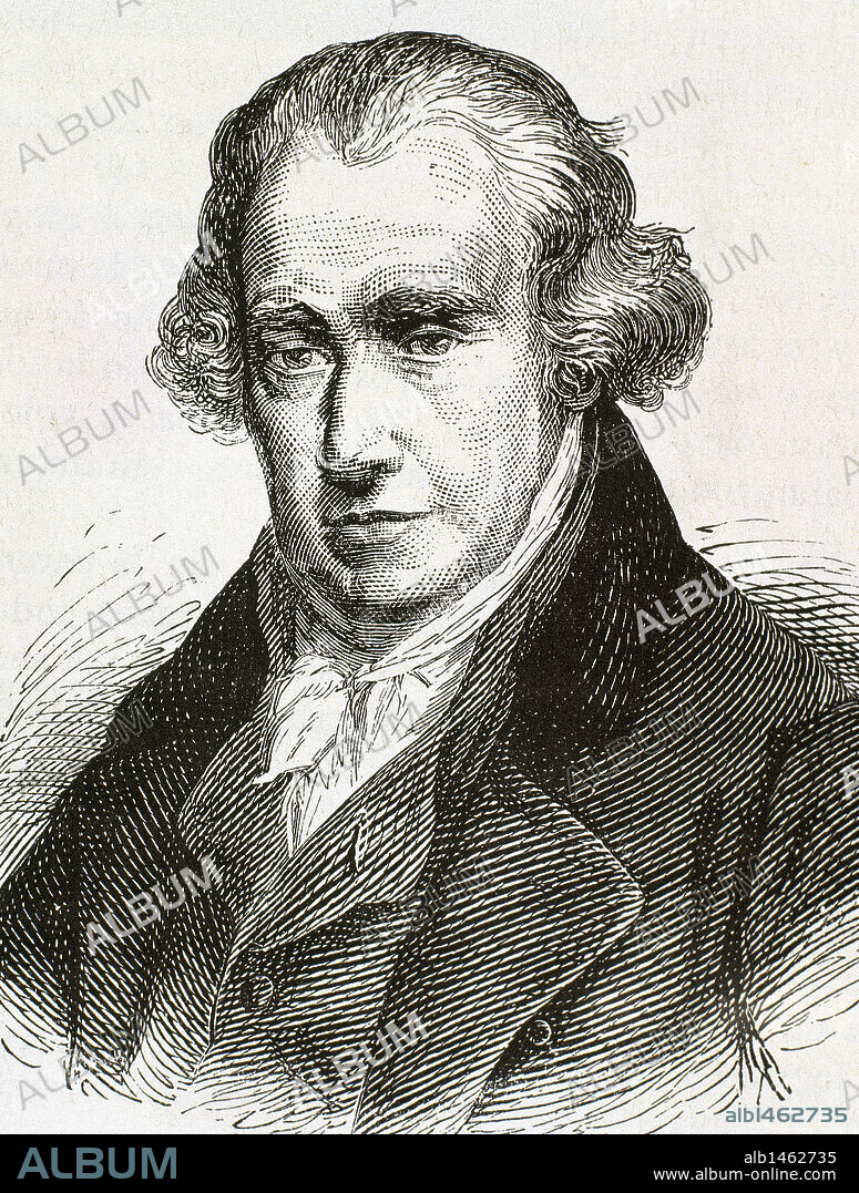 JAMES WATT (1736-1819). Mecánico e inventor escocés. S. XVIII. Grabado.