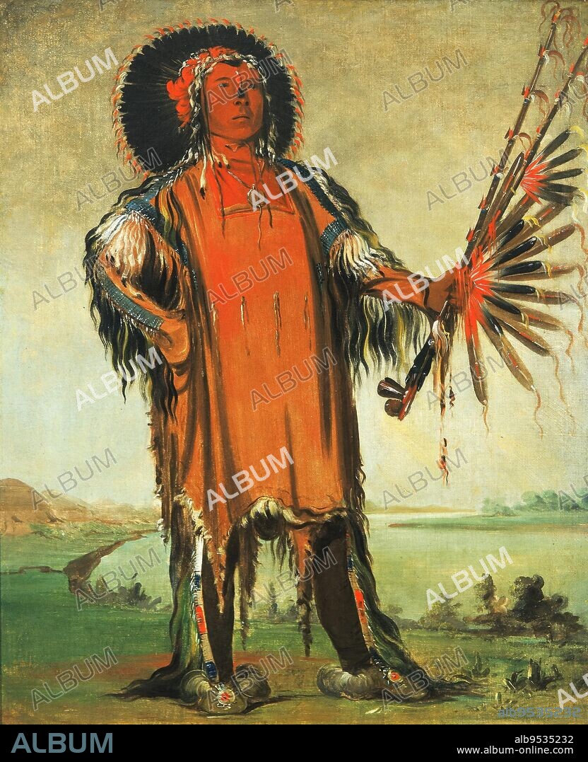 GEORGE CATLIN. Ha-na-tá-nu-maúk, Wolf Chief, Head Chief of the Tribe. oil on canvas. Date: 1832.