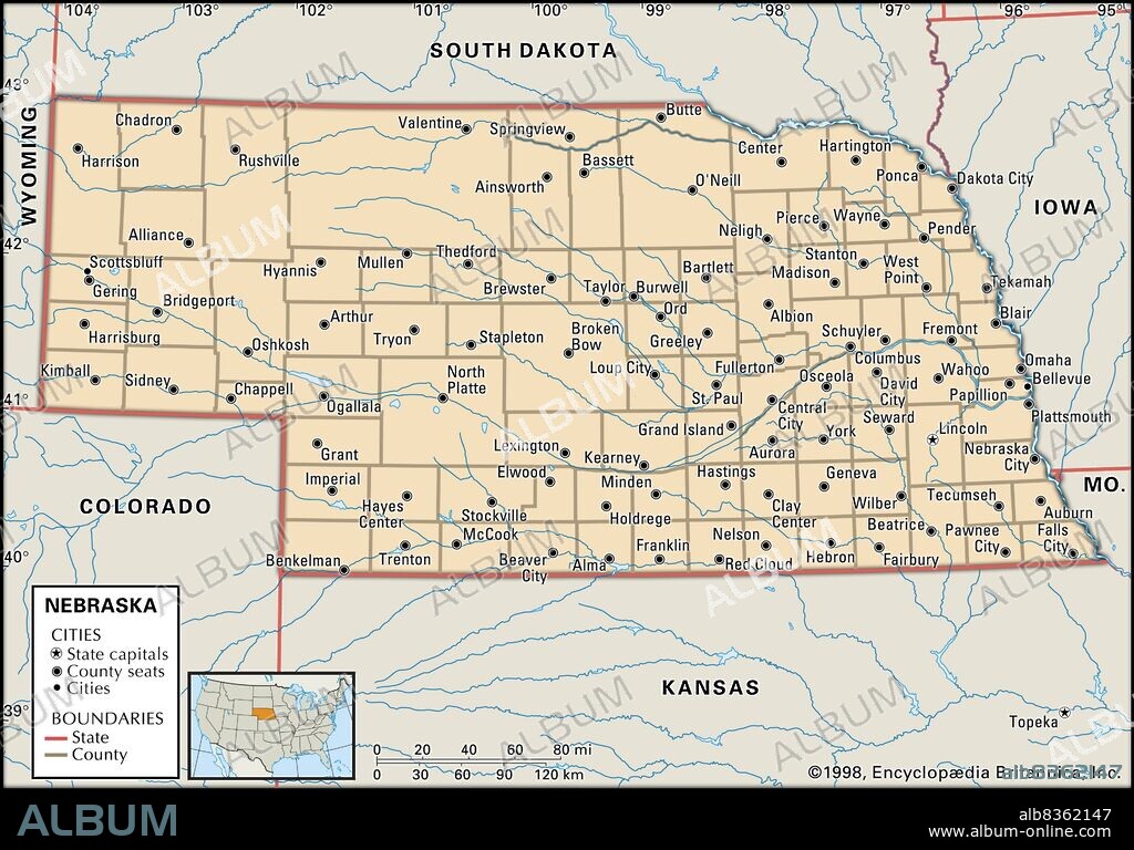 Map of Nebraska.