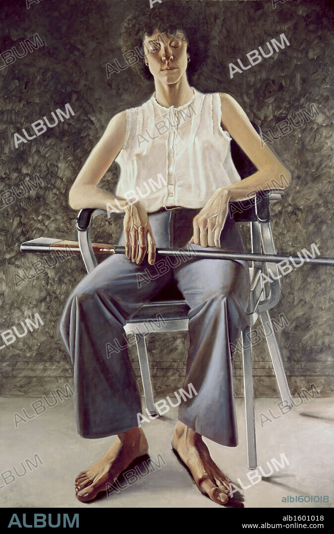 Constance West Seated with Rifle, by Alfred Leslie.