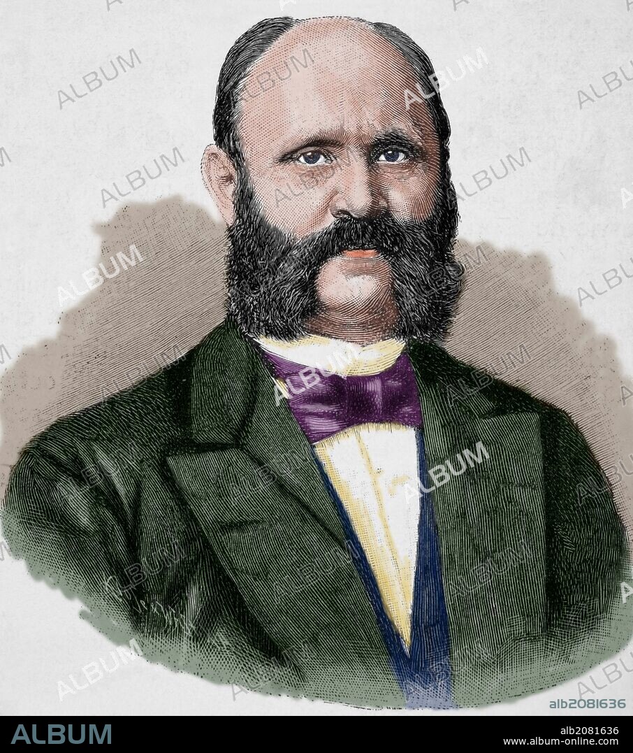 Max Hoffmann (1869-1927). Oficial y estratega militar alemán, durante la Primera Guerra Mundia. Considerado como uno de los mejores oficiales del personal de la época imperial. Grabado por Klose. " Historia Universal", año 1919. Coloreado.