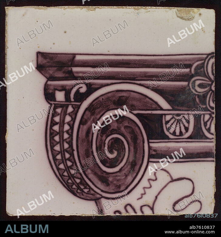 Tile of tile pilaster with twisted column with leaves of grapes, grapes, insects, spiders and bird, tile pilaster footage fragment ceramics pottery glaze, baked 2x glazed painted Two broad likely twelve high.