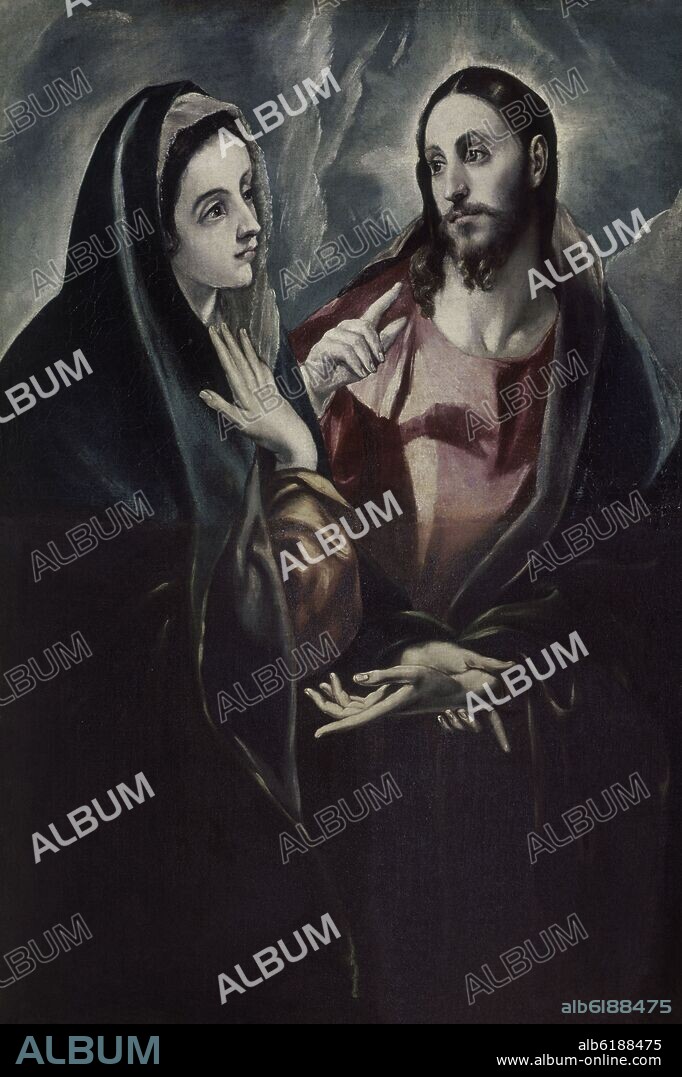 EL GRECO (atribuido). APARICION DE CRISTO A LA VIRGEN - SIGLO XVI - MANIERISMO ESPAÑOL.