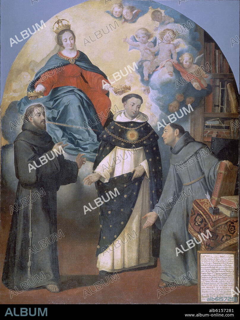 BARTOLOMÉ ESTEBAN MURILLO. LA VIRGEN CON FRAY LAUTERIO SAN FRANCISCO Y SANTO TOMAS - SIGLO XVII - BARROCO ESPAÑOL.
