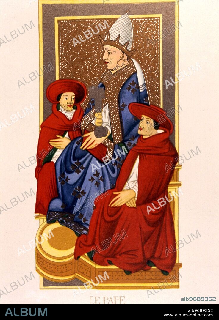 Tarot Cards - Major Arcana. One of the Tarot cards painted for Charles VI of France cica 1392. The Pope Card. From C P Hargraves A History of Playing Cards 1930 edition.