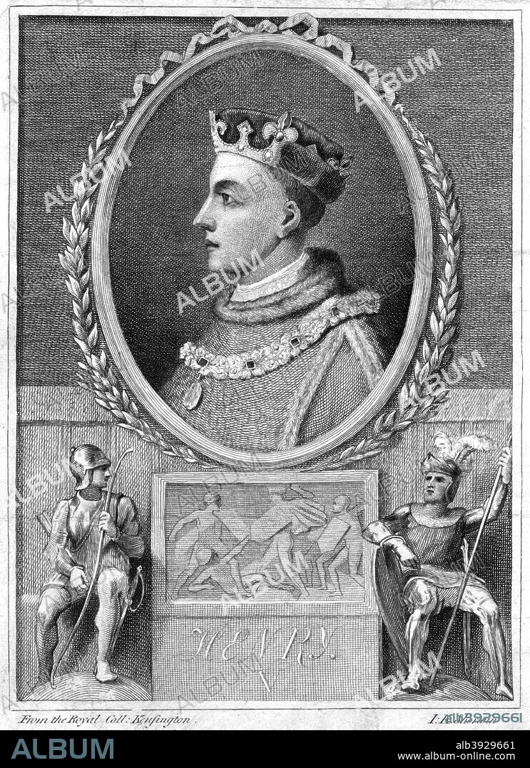 Henry V, King of England, (1788). The son of Henry IV, Henry (1387-1422) became king in 1413. He is popularly regarded as one of England's greatest kings, primarily because of his exploits in war against the French, beginning with his victory at Agincourt in 1415.
