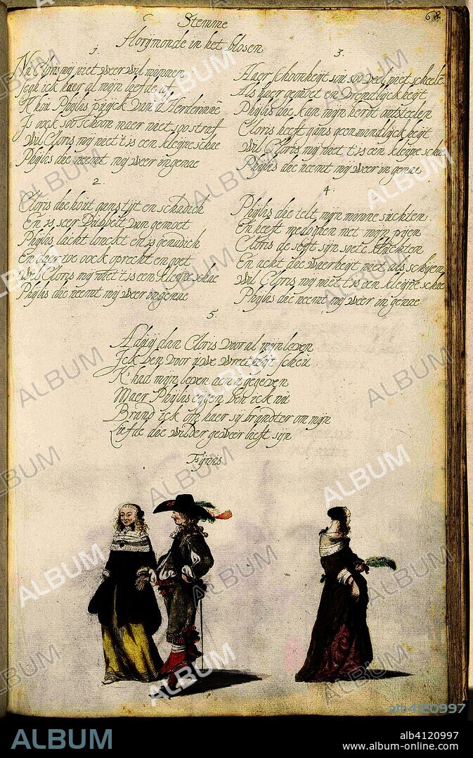 Running gentleman and lady and averted lady. Artist: Gesina ter Borch. Draughtsman: Gesina ter Borch. Dating: c. 1654. Place: Zwolle. Measurements: h 313 mm × w 204 mm.