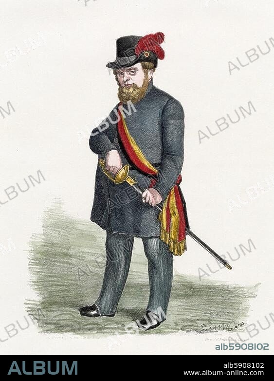 Blum, Robert, 1807 - 1848, German democratic politician, publicist, poet, publisher, revolutionist and member of the National Assembly of 1848. Portrait. Lithograph, c.1848, by August Hunger (active c.1840/50). Later coloured.